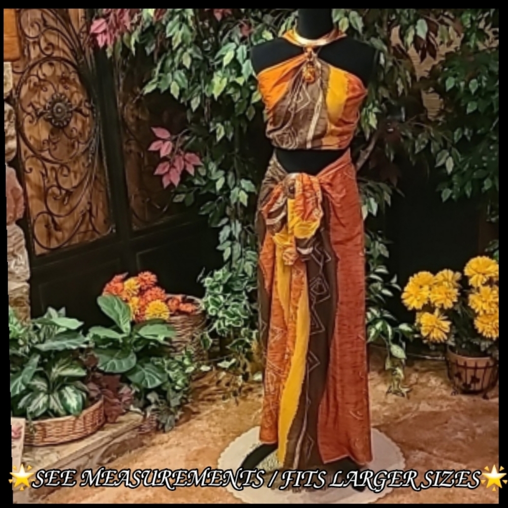 Marcello/St. Martin Btq Dress/2 Pc. Cover Up/Top/Skirt/Skirt Set (Earth Tones)